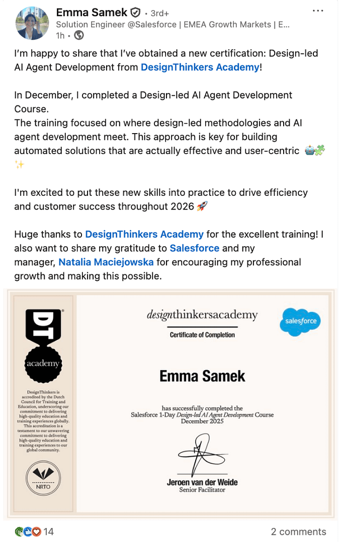 Learning certificate